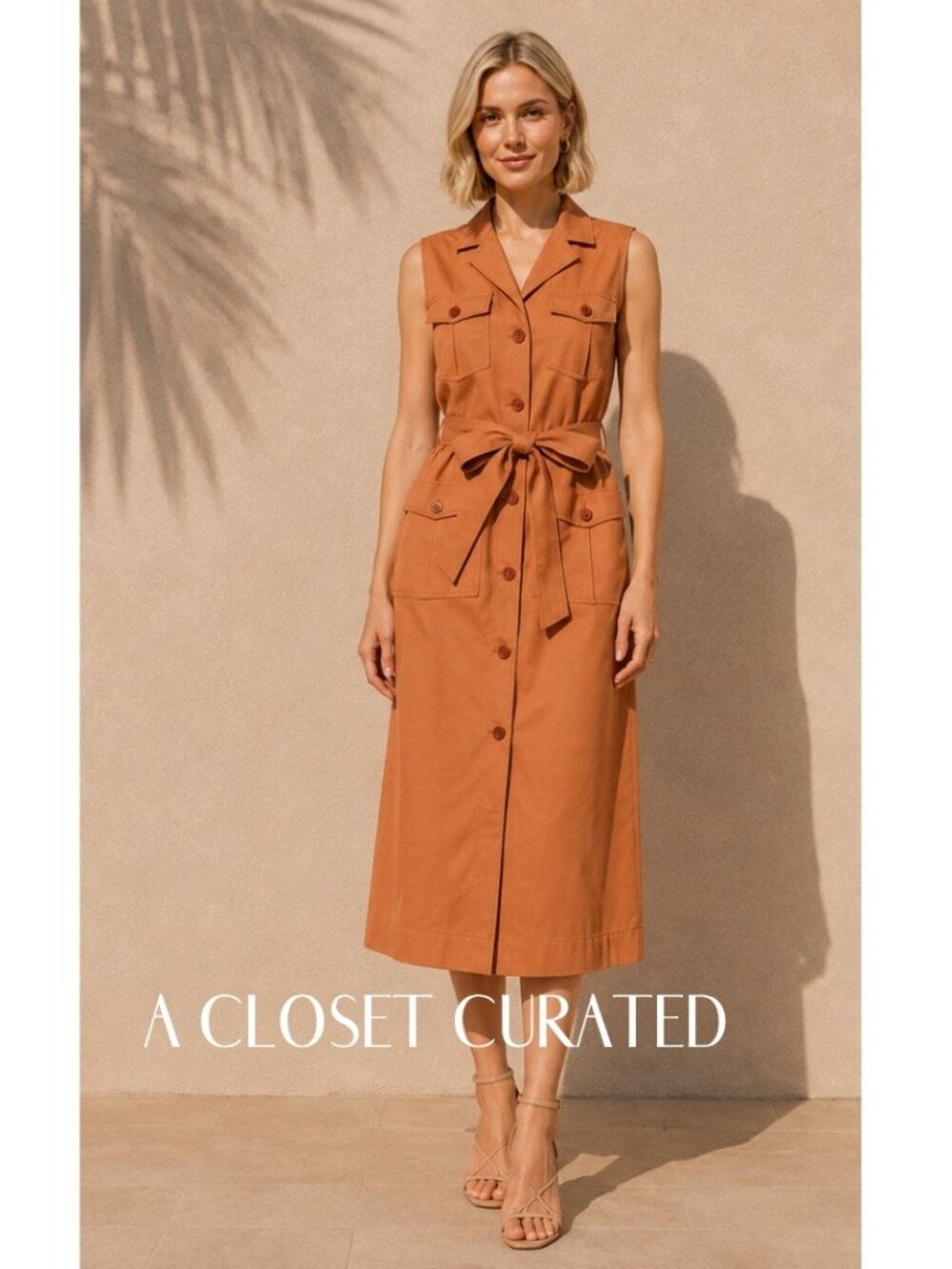 Rodebjer Junebug Twill Midi Dress Medium Orange NEW